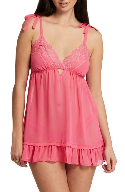 Rya Collection Babydoll Chemise & Trouseries Set In Azalea