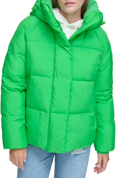 Levi's Hooded Puffer Jacket In Bright Green