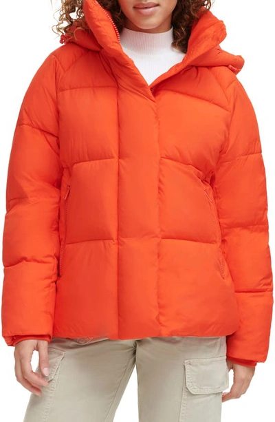 Levi's Hooded Puffer Jacket In Orange
