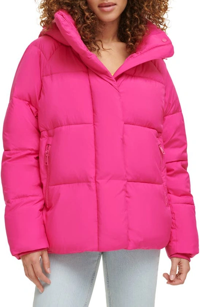 Levi's Hooded Puffer Jacket In Pink Peacock