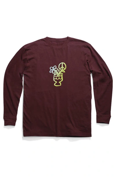 Stance Scribbles Long Sleeve Cotton Graphic T-shirt In Wine