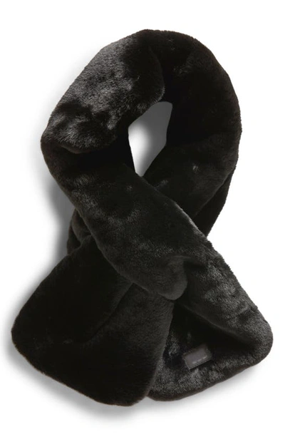 Ugg Faux Fur Pull Through Scarf In Black