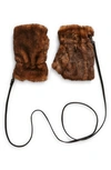 Ugg Faux Fur Fingerless Mittens In Brown