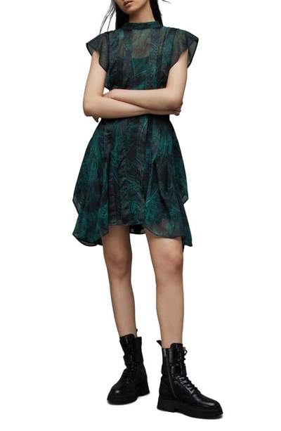 fleur printed asymmetric mini dress Green & Orange Floral Asymmetric Mini Dress XXL / Mint Floral main image 1