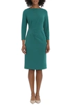Maggy London Side Pleat Sheath Dress In Alpine Green