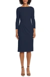 Maggy London Side Pleat Sheath Dress In Twilight Navy