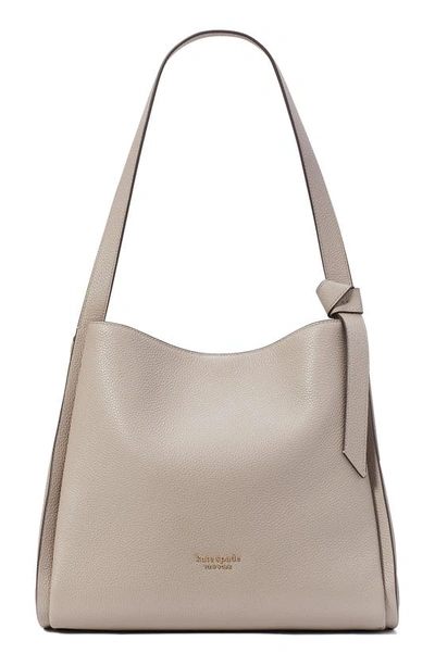 Kate Spade Knott Pebbled Leather Large Shoulder Bag In Warm Taupe.