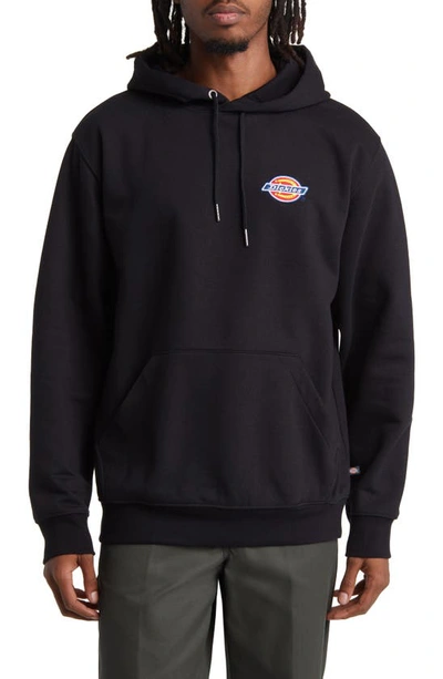 Dickies Logo Embroidered Fleece Hoodie In Knit Black