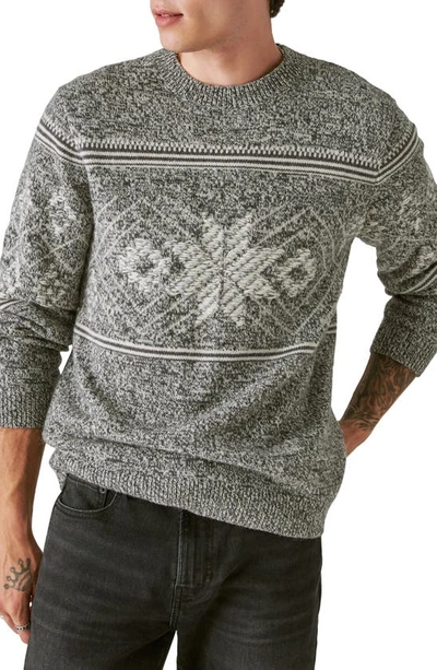 Lucky Brand Intarsia Crewneck Sweater In Silver