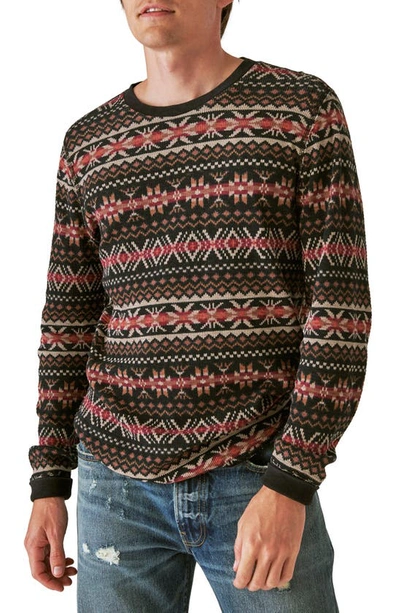 Lucky Brand Geo Print Long Sleeve Thermal T-shirt In Multi