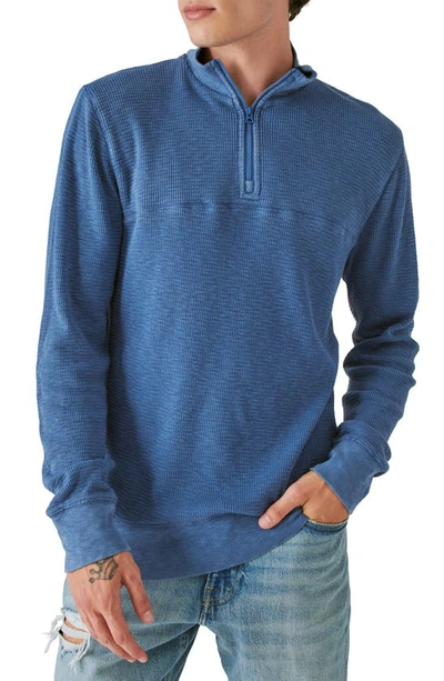 Lucky Brand Garment Dye Thermal Half Zip Pullover In True Navy
