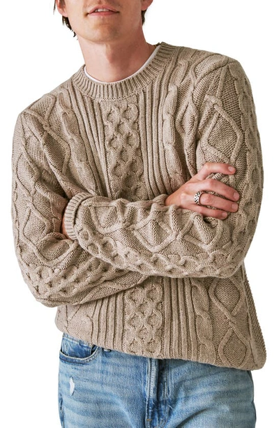 Lucky Brand Mixed Stitch Crewneck Sweater In Vintage Khaki