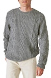 Lucky Brand Mixed Stitch Crewneck Sweater In Medium Heather Grey