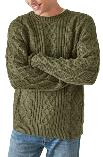 Lucky Brand Mixed Stitch Crewneck Sweater In Green