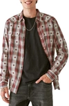Lucky Brand Plaid Dobby Western Snap-up Shirt In Red