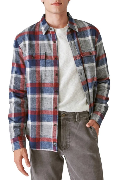 Lucky Brand Plaid Flannel Button-up Shirt In Grey,red,blue