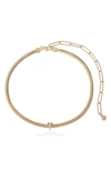 Ettika Initial Herringbone Chain Necklace In 18k Gold Plated, 12 In T