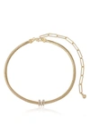 Ettika Initial Herringbone Chain Necklace In 18k Gold Plated, 12 In M