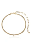 Ettika Initial Herringbone Chain Necklace In 18k Gold Plated, 12