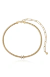 Ettika Initial Herringbone Chain Necklace In 18k Gold Plated, 12 In Gold - K
