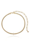 Ettika Initial Herringbone 18k Gold Plated Necklace