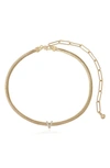 Ettika Initial Herringbone Chain Necklace In 18k Gold Plated, 12 In V