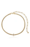 Ettika Initial Herringbone Chain Necklace In 18k Gold Plated, 12 In O