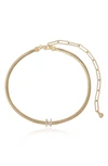 Ettika Initial Herringbone Chain Necklace In 18k Gold Plated, 12 In Gold
