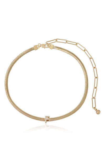Ettika Initial Herringbone Chain Necklace In 18k Gold Plated, 12 In Gold - F