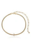 Ettika Initial Herringbone 18k Gold Plated Necklace In Gold