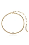 Ettika Initial Herringbone 18k Gold Plated Necklace In Letter D