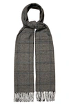 Eton Glen Plaid Wool Fringe Scarf In Dark Gray