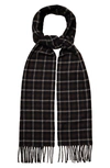 Eton Check Wool Fringe Scarf In Medium Brown