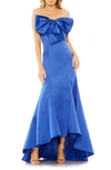 Mac Duggal Strapless Satin Mermaid Gown In Cobalt