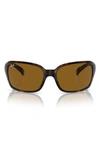 Ray Ban 60mm Wrap Sunglasses In Brown