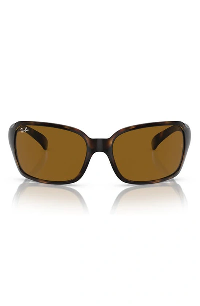 Ray Ban 60mm Wrap Sunglasses In Brown