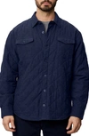 Rainforest Elbow Patch Brushed Twill Quilted Shirt Jacket In Navy