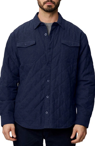 Rainforest Elbow Patch Brushed Twill Quilted Shirt Jacket In Navy