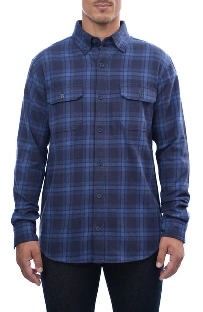 Rainforest Heavyweight Brushed Flannel Shirt In Navy Plaid