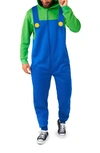 Opposuits Super Mario™ Luigi Hooded Long Sleeve Fleece Jumpsuit In Blue