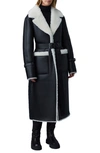 Mackage Sabreen Mixed Media Medium-down Trench Coat With Shearling Lining In Black