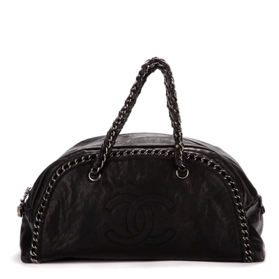Pre-owned Chanel Mademoiselle Bowler Large In Black