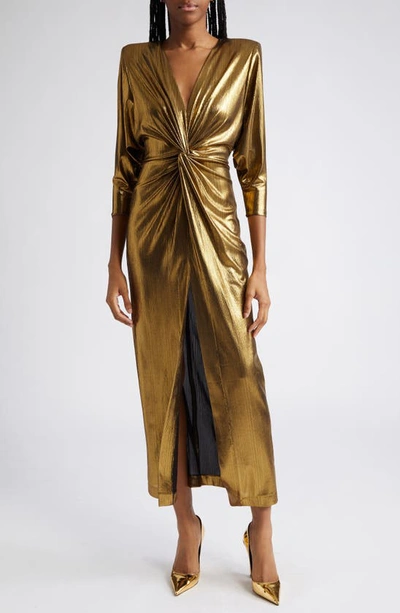 Smythe Metallic Sharp Shoulder Dress In Metallic Gold | ModeSens