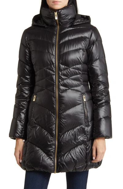 Via Spiga Quilted Puffer Jacket With Removable Hood In Black