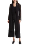 Eileen Fisher Open Front Silk Chiffon Jacket In Black