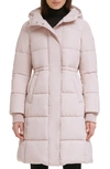 Kenneth Cole New York Memory 3/4 Length Puffer Jacket In Rose Dust