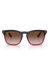 Ray Ban Steve 54mm Square Sunglasses In Grey / Transparent Red