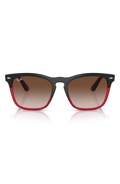 Ray Ban Steve 54mm Square Sunglasses In Grey / Transparent Red