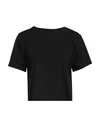 Pieces Woman T-shirt Black Size L Cotton