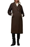 Allsaints Paulah Mixed Media Coat In Chocolate Brow